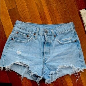 Levi's Light Blue Distressed Jean Shorts